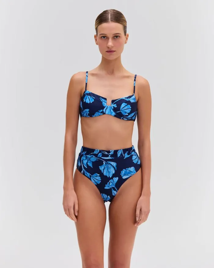 Women Bikinis PatBO Nightflower High Cut Bikini Bottom FINAL SALE Indigo