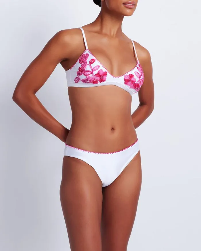 Women Bikinis PatBO Viera Embroidered Bikini Bottom FINAL SALE White