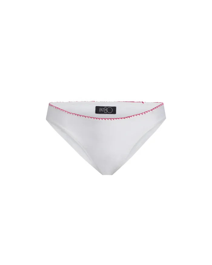 Women Bikinis PatBO Viera Embroidered Bikini Bottom FINAL SALE White