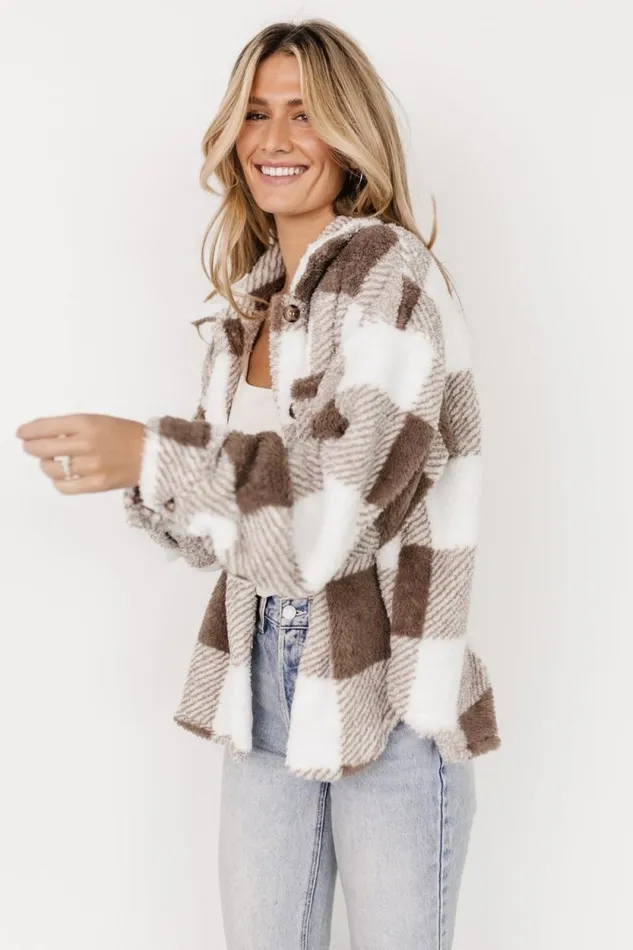 Women Bismarck Fleece Shacket Mocha White Baltic Born Outerwear Women Bismarck Fleece Shacket Mocha White Baltic Born Outerwear