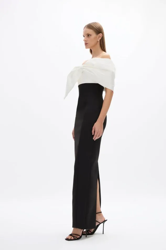 Women Black Dresses Rachel Gilbert Kace Gown In BlackIvory Women Black Dresses Rachel Gilbert Kace Gown In BlackIvory