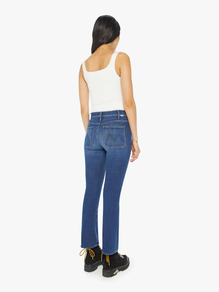 Women Bootcut Mother Denim The Patch Pocket Insider Flood Blue navy