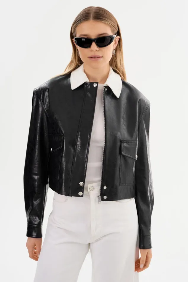 Women BRAYLIN Faux Leather Jacket Black LAMARQUE Leather Jackets