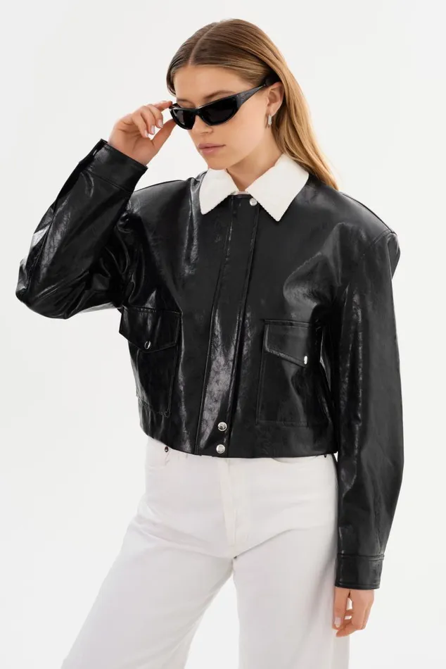 Women BRAYLIN Faux Leather Jacket Black LAMARQUE Leather Jackets