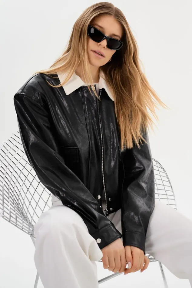 Women BRAYLIN Faux Leather Jacket Black LAMARQUE Leather Jackets