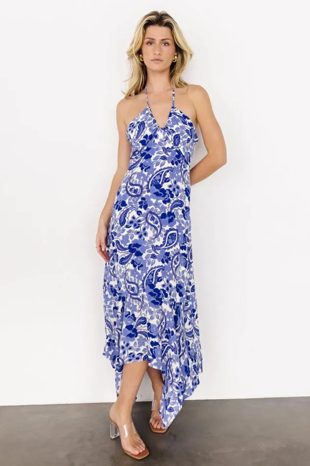 Women Camila Halter Maxi Dress Blue Ivory Baltic Born Maxi Dresses Women Camila Halter Maxi Dress Blue Ivory Baltic Born Maxi Dresses