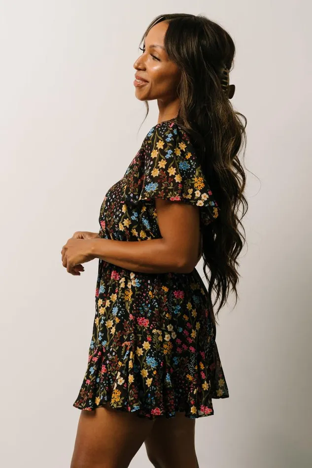 Women Candy Romper Black Floral Baltic Born Jumpsuits and Rompers