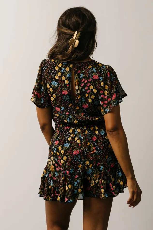 Women Candy Romper Black Floral Baltic Born Jumpsuits and Rompers
