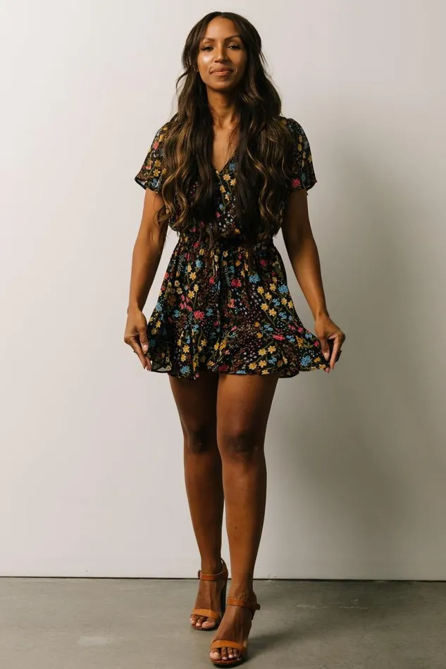Women Candy Romper Black Floral Baltic Born Jumpsuits and Rompers