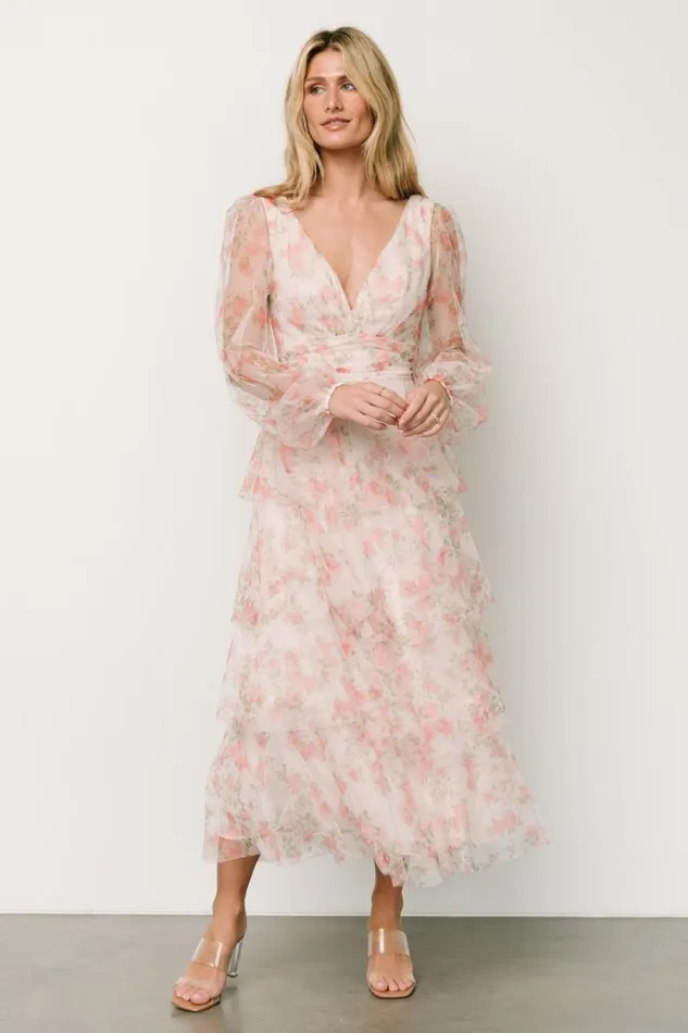 Women Carolina Tulle Tiered Maxi Dress Blush Floral Baltic Born Tulle Styles Women Carolina Tulle Tiered Maxi Dress Blush Floral Baltic Born Tulle Styles
