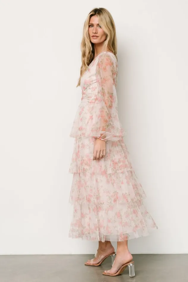 Women Carolina Tulle Tiered Maxi Dress Blush Floral Baltic Born Tulle Styles Women Carolina Tulle Tiered Maxi Dress Blush Floral Baltic Born Tulle Styles