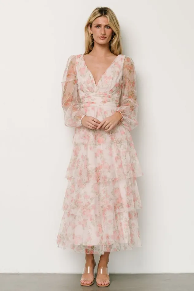 Women Carolina Tulle Tiered Maxi Dress Blush Floral Baltic Born Tulle Styles Women Carolina Tulle Tiered Maxi Dress Blush Floral Baltic Born Tulle Styles
