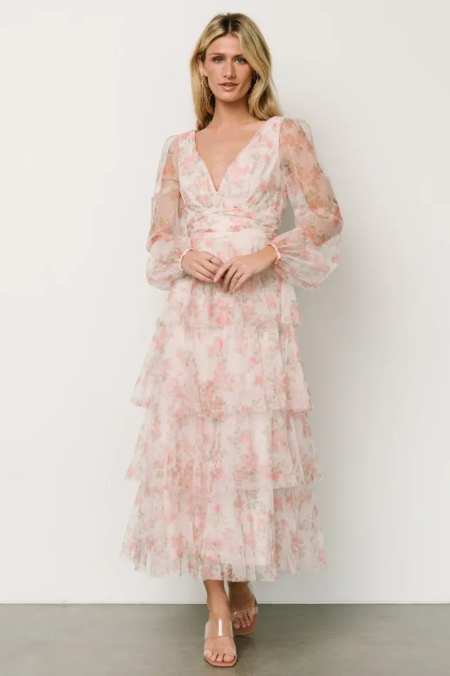 Women Carolina Tulle Tiered Maxi Dress Blush Floral Baltic Born Tulle Styles Women Carolina Tulle Tiered Maxi Dress Blush Floral Baltic Born Tulle Styles