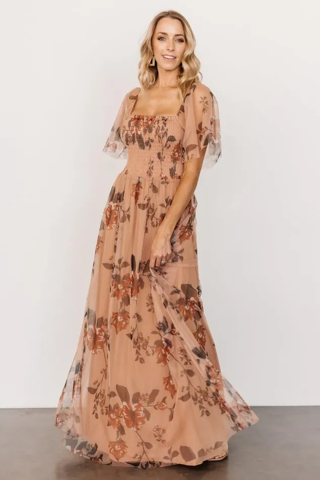 Women Cassandra Tulle Maxi Dress Copper Floral Baltic Born Tulle Styles Women Cassandra Tulle Maxi Dress Copper Floral Baltic Born Tulle Styles