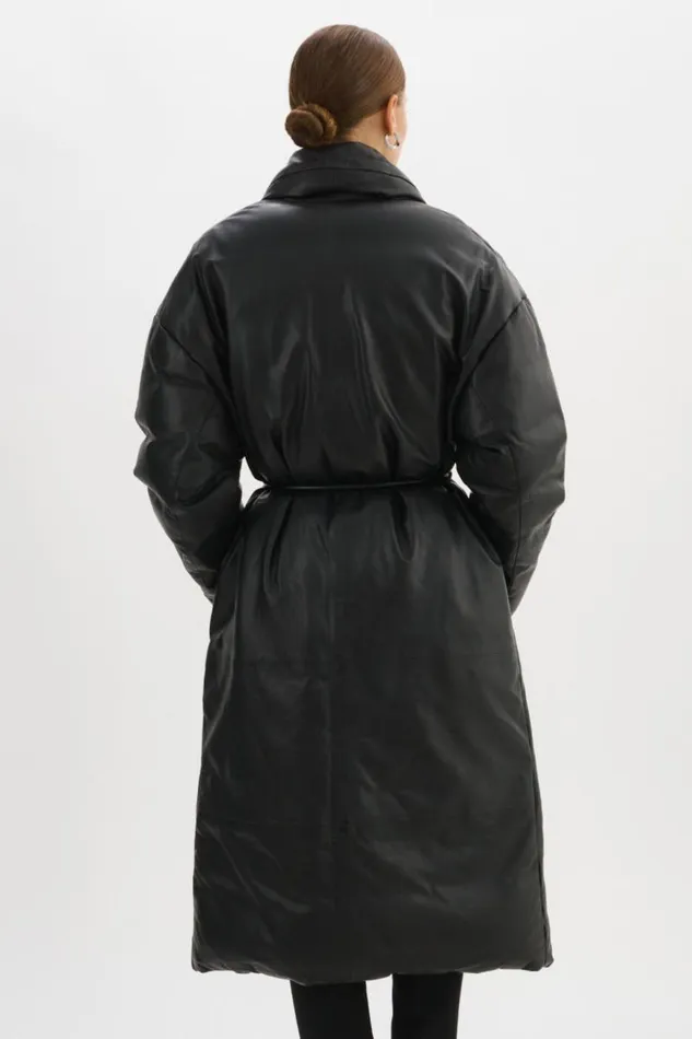 Women CATALINA Oversized Leather Blanket Coat Black LAMARQUE Leather Jackets