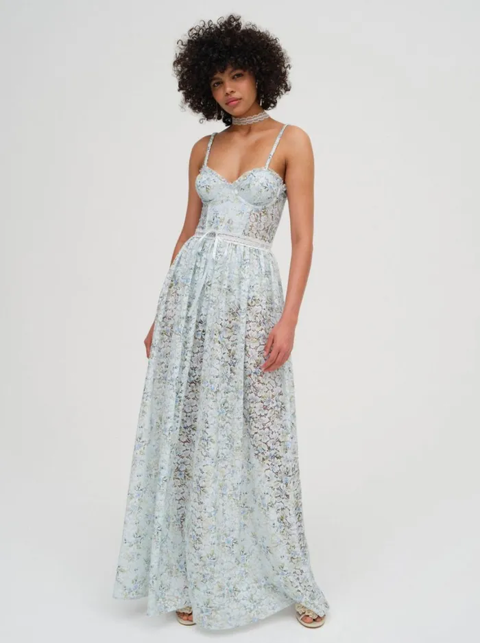 Women Cecelia Lace Maxi Dress Blue For Love and Lemons Dresses