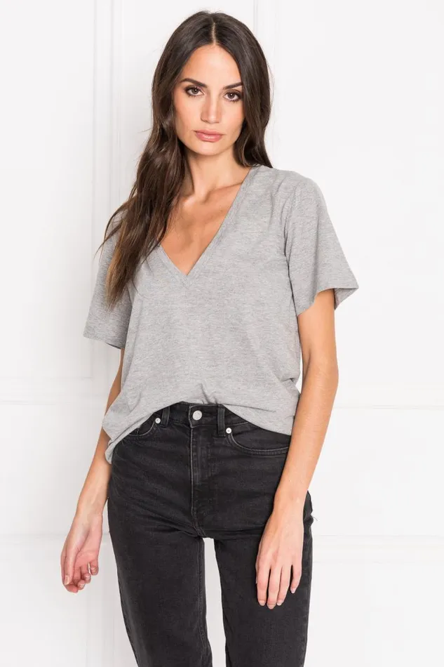 Women CECILIA Deep Vneck Tee Heather Grey LAMARQUE Tops Women CECILIA Deep Vneck Tee Heather Grey LAMARQUE Tops
