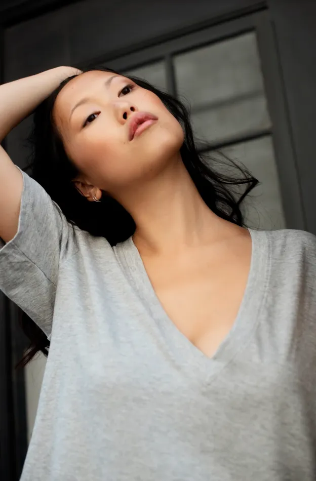 Women CECILIA Deep Vneck Tee Heather Grey LAMARQUE Tops Women CECILIA Deep Vneck Tee Heather Grey LAMARQUE Tops