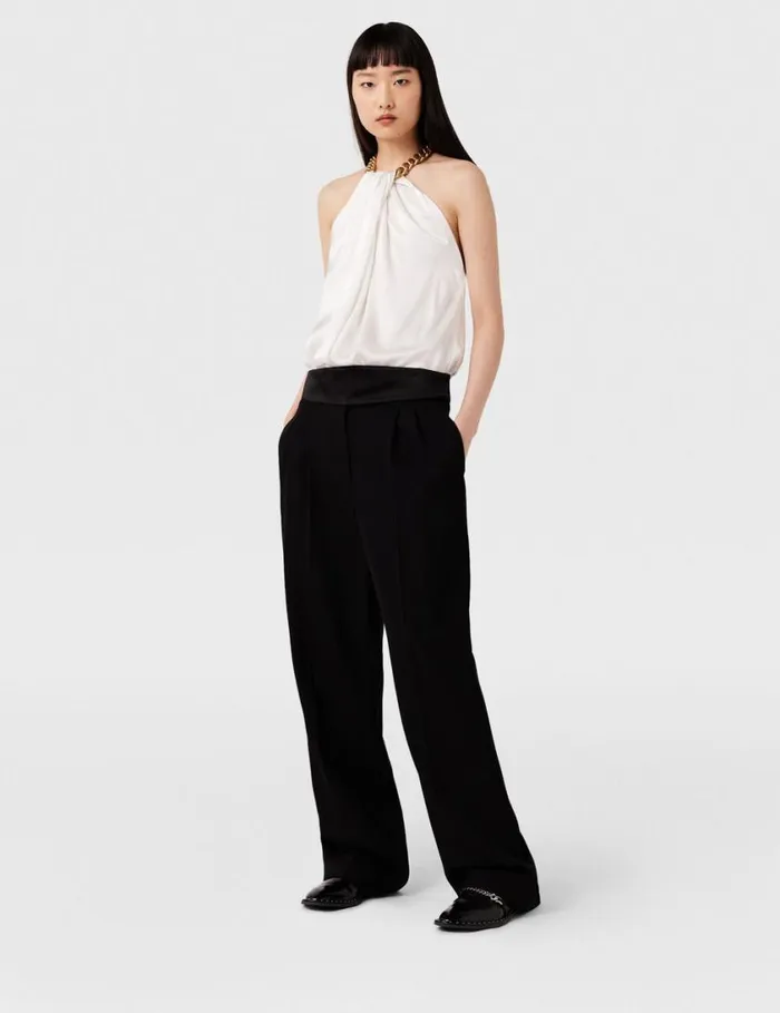 Women Chain Halterneck Satin Top Pure White Stella McCartney Shirts And Tops Women Chain Halterneck Satin Top Pure White Stella McCartney Shirts And Tops