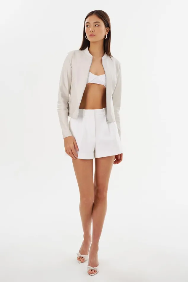 Women CHAPIN Reversible Leather Bomber Winter Whitesilver LAMARQUE Leather Jackets