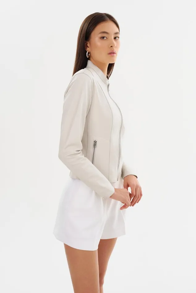 Women CHAPIN Reversible Leather Bomber Winter Whitesilver LAMARQUE Leather Jackets