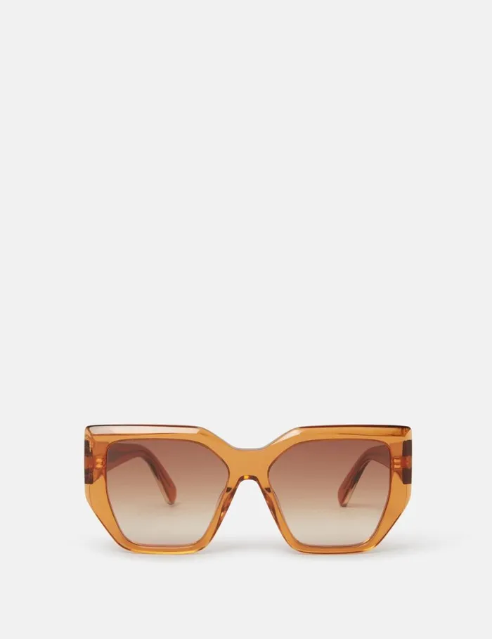 Women Chunky Square CatEye Sunglasses Glossy Tangerine Stella McCartney Sunglasses