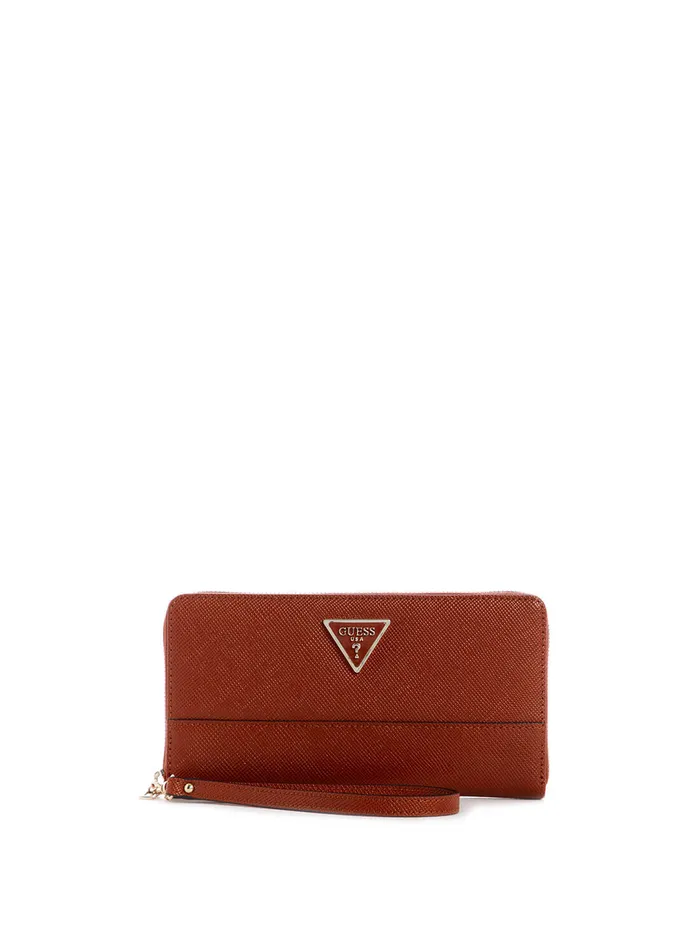 Women Clutches GUESS Brown Noelle Cheque Organiser Wallet
