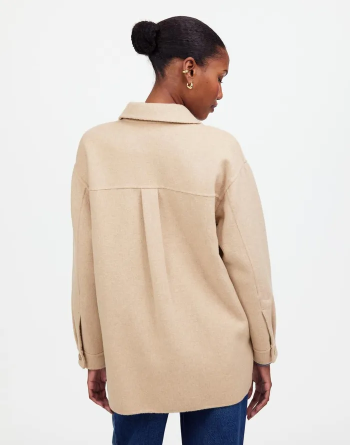 Women Coats Jackets Madewell DoubleFaced Long ShirtJacket Maple Oatmeal Melange