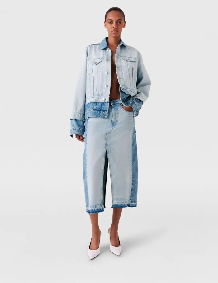 Women Contrast Panel Denim Skirt Blue Stella McCartney Skirts Women Contrast Panel Denim Skirt Blue Stella McCartney Skirts
