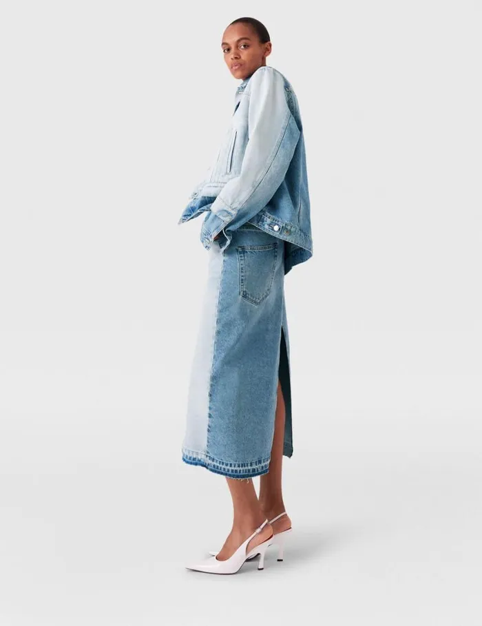 Women Contrast Panel Denim Skirt Blue Stella McCartney Skirts Women Contrast Panel Denim Skirt Blue Stella McCartney Skirts
