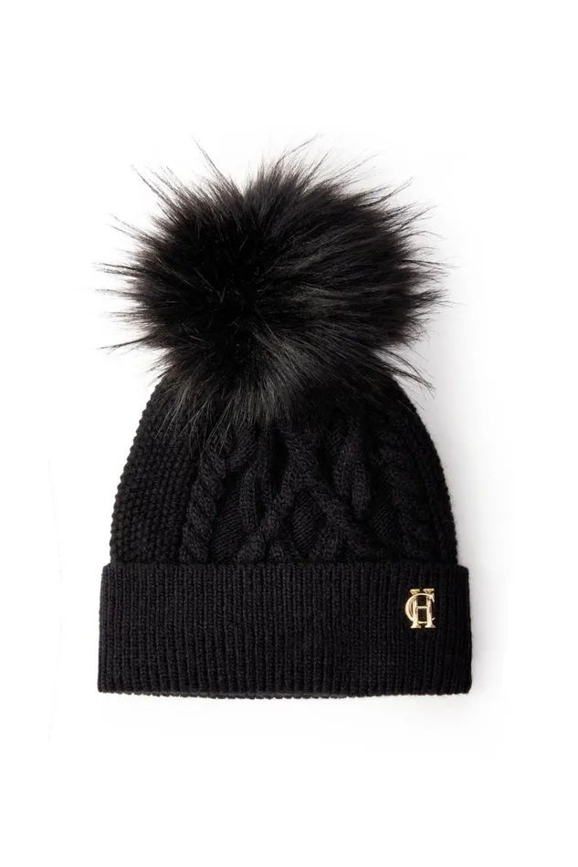 Women Cortina Bobble Hat Black Holland Cooper Hats and Headbands