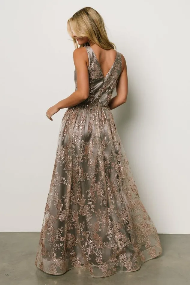 Women Cosette Sequin Shimmer Gown Eucalyptus Rose Baltic Born Embellished and Sequined