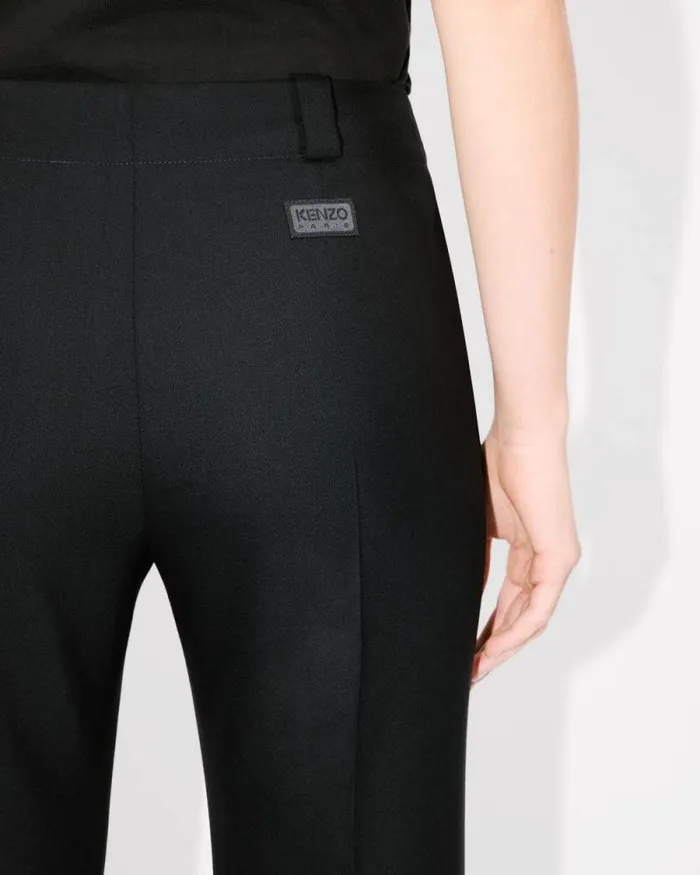 Women Cropped Pants In Virgin Wool Black Kenzo Pants And Shorts