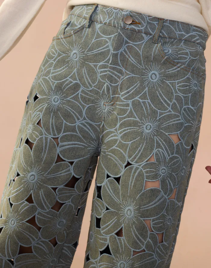Women Cynthia Rowley Bottoms Flora Cutout Jeans Lghwsh