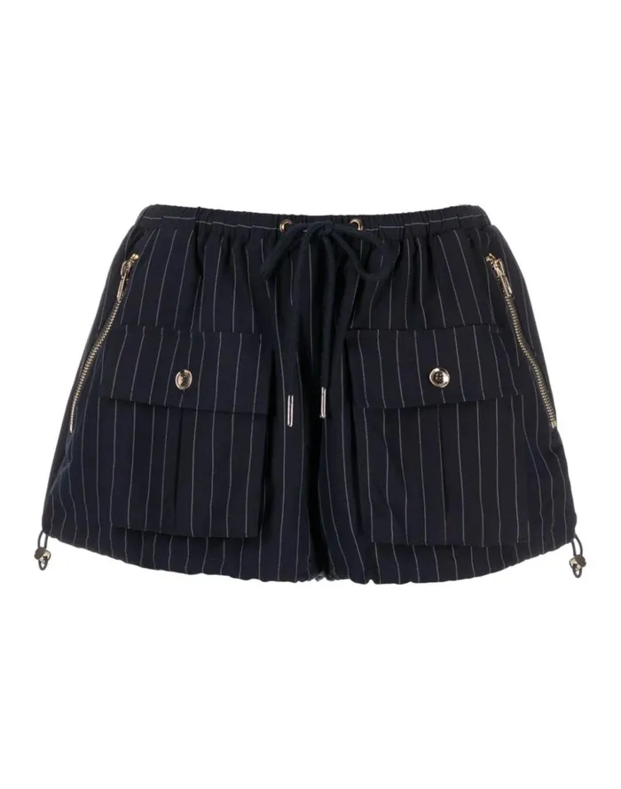Women Cynthia Rowley Bottoms Pinstripe Cargo Bloomer Short Blue