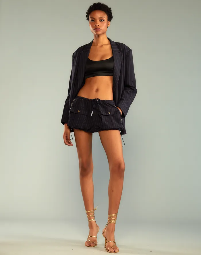 Women Cynthia Rowley Bottoms Pinstripe Cargo Bloomer Short Blue