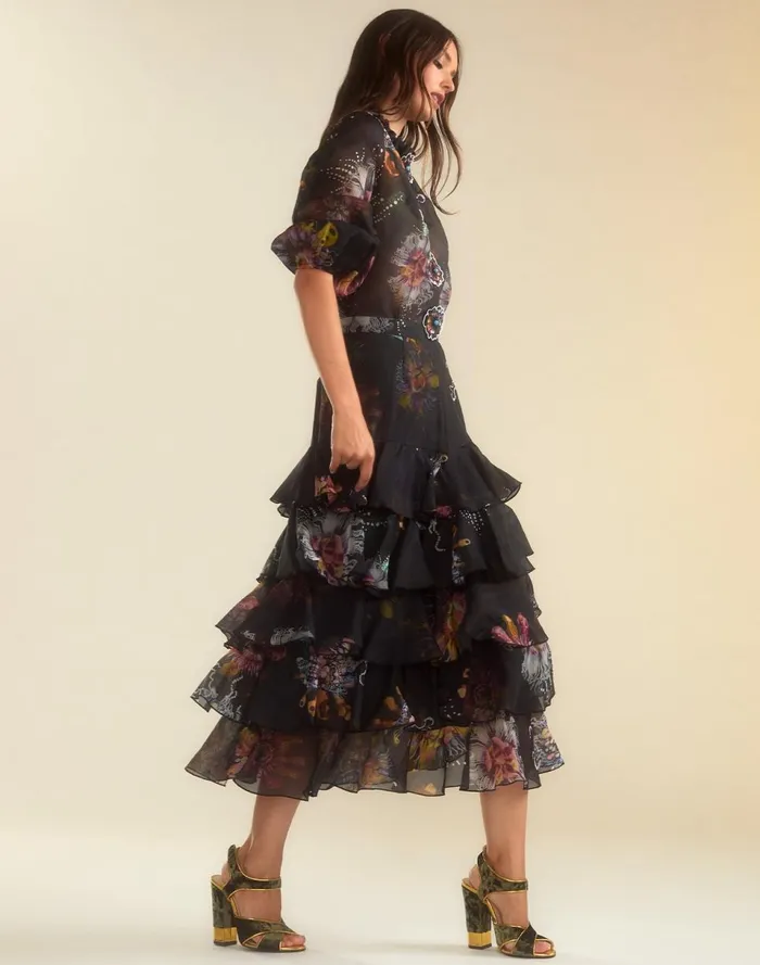 Women Cynthia Rowley Bottoms Prim Silk Organza Skirt Blkfl