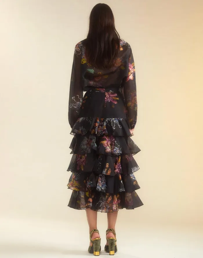 Women Cynthia Rowley Bottoms Prim Silk Organza Skirt Blkfl