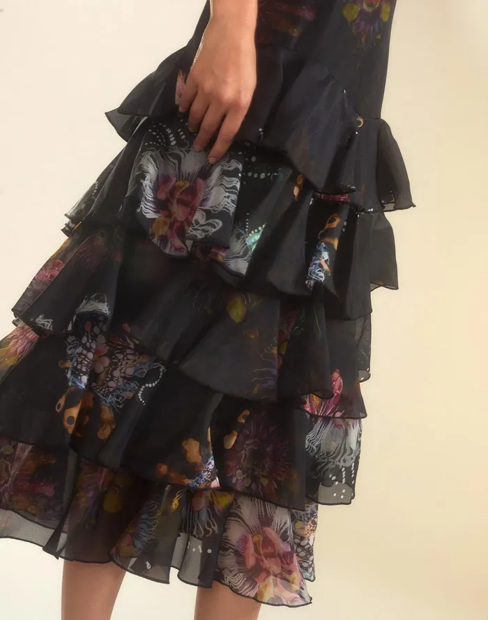 Women Cynthia Rowley Bottoms Prim Silk Organza Skirt Blkfl