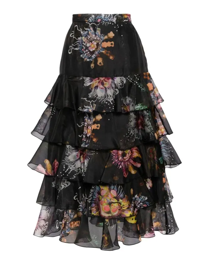 Women Cynthia Rowley Bottoms Prim Silk Organza Skirt Blkfl