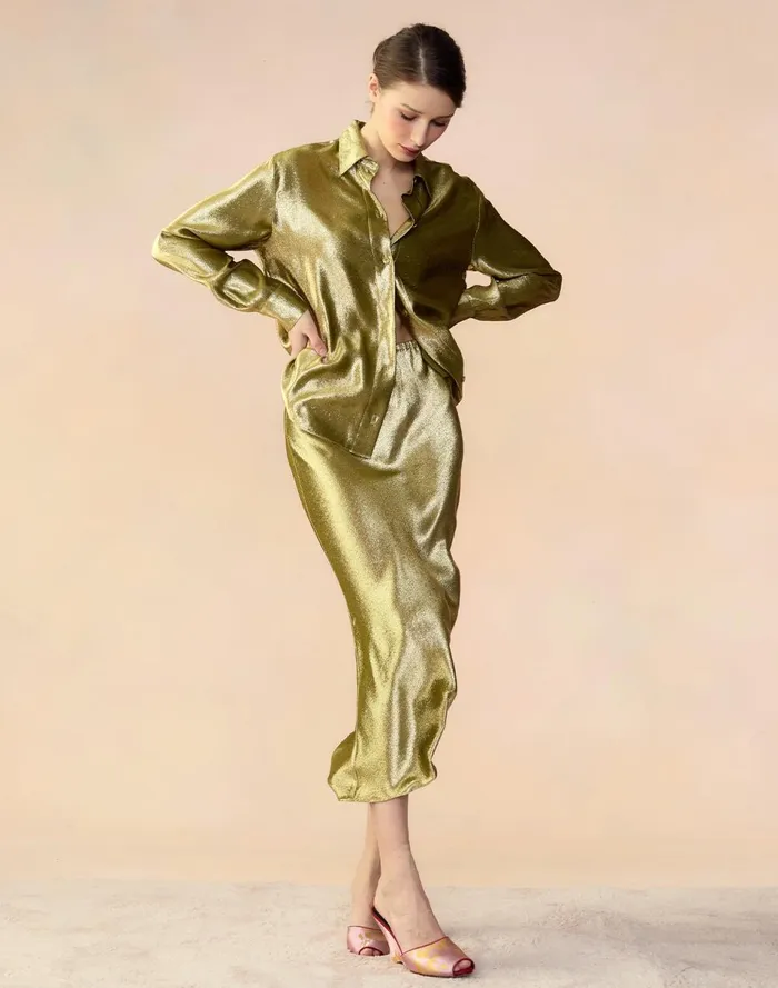 Women Cynthia Rowley Bottoms Shimmering Siren Skirt Green