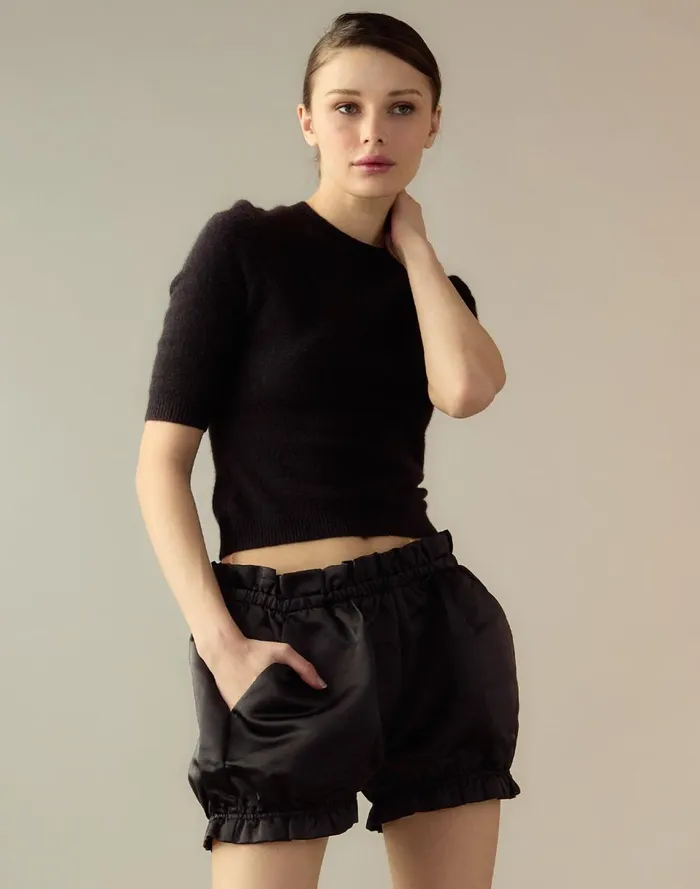 Women Cynthia Rowley Bottoms Sleek Satin Bloomer Short Black