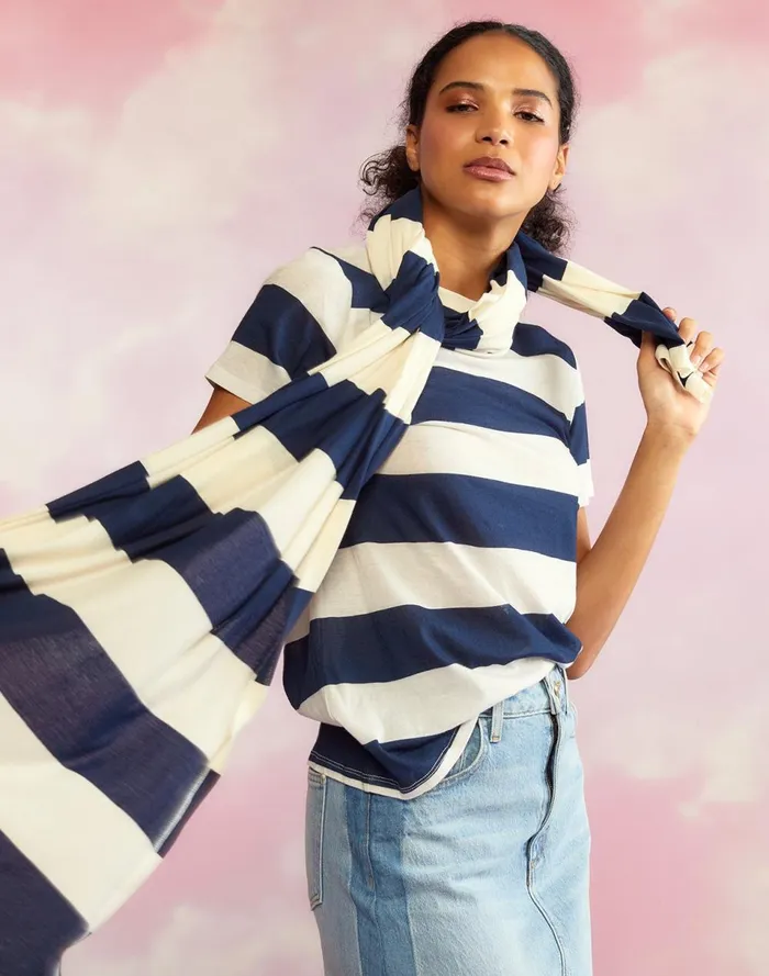 Women Cynthia Rowley Tops Everyday Striped Tee Nvywht