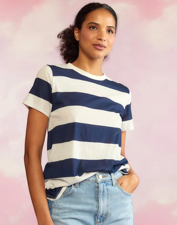 Women Cynthia Rowley Tops Everyday Striped Tee Nvywht Women Cynthia Rowley Tops Everyday Striped Tee Nvywht