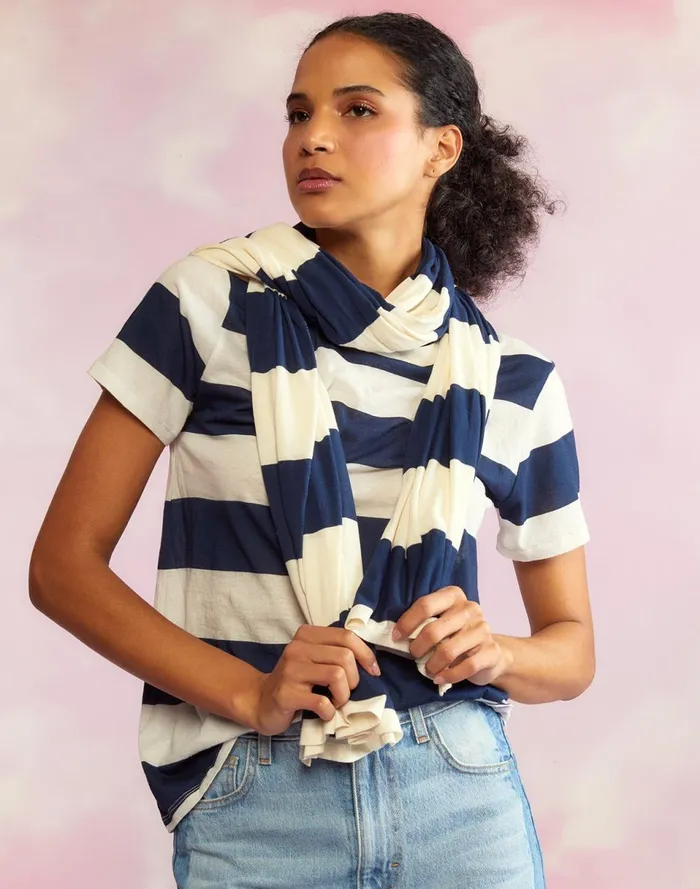 Women Cynthia Rowley Tops Everyday Striped Tee Nvywht Women Cynthia Rowley Tops Everyday Striped Tee Nvywht