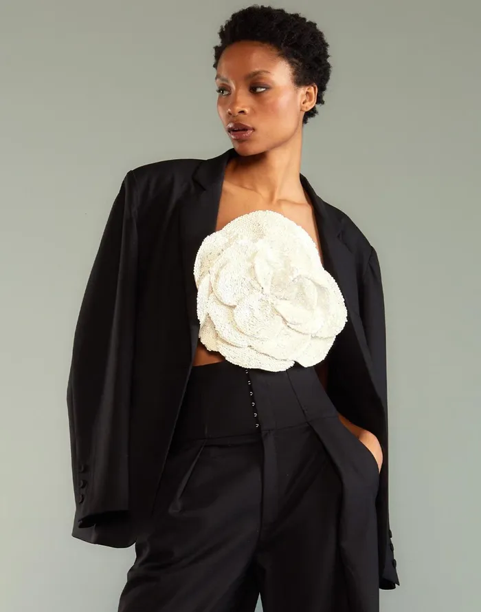 Women Cynthia Rowley Tops Wool Oversized Blazer Black