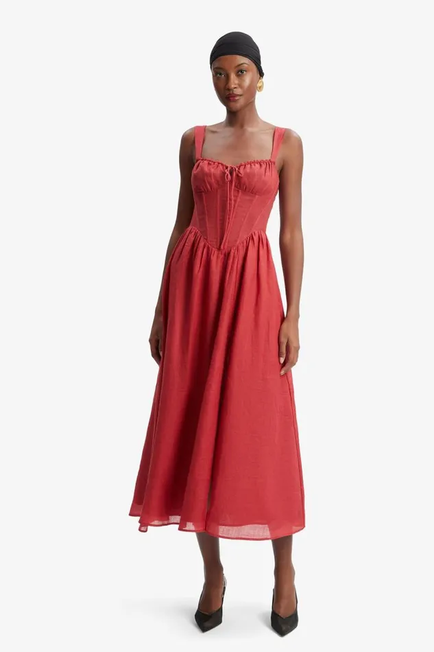 Women Day To Night Dresses Bardot Esra Midi Dress In Fire Red Fire Red Women Day To Night Dresses Bardot Esra Midi Dress In Fire Red Fire Red