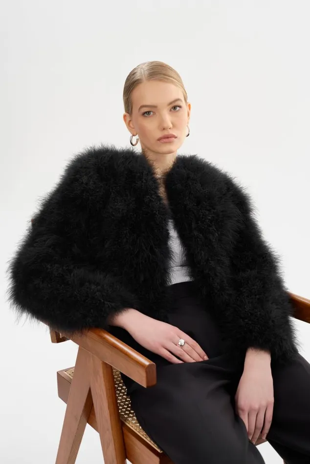Women DEORA Feather Jacket Black LAMARQUE Feather Jackets
