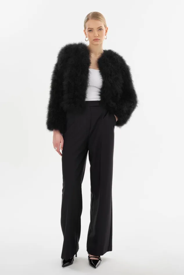 Women DEORA Feather Jacket Black LAMARQUE Feather Jackets