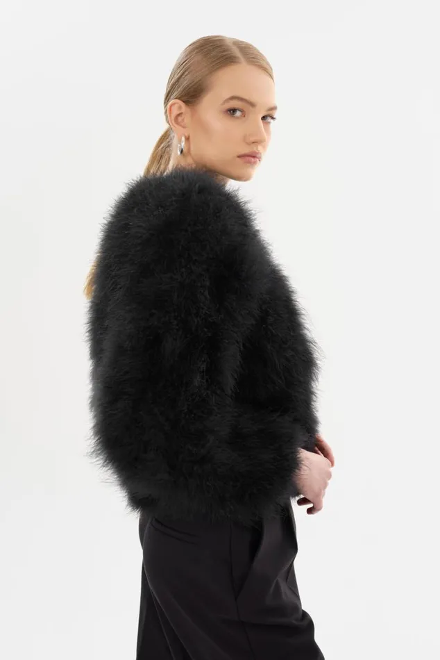 Women DEORA Feather Jacket Black LAMARQUE Feather Jackets